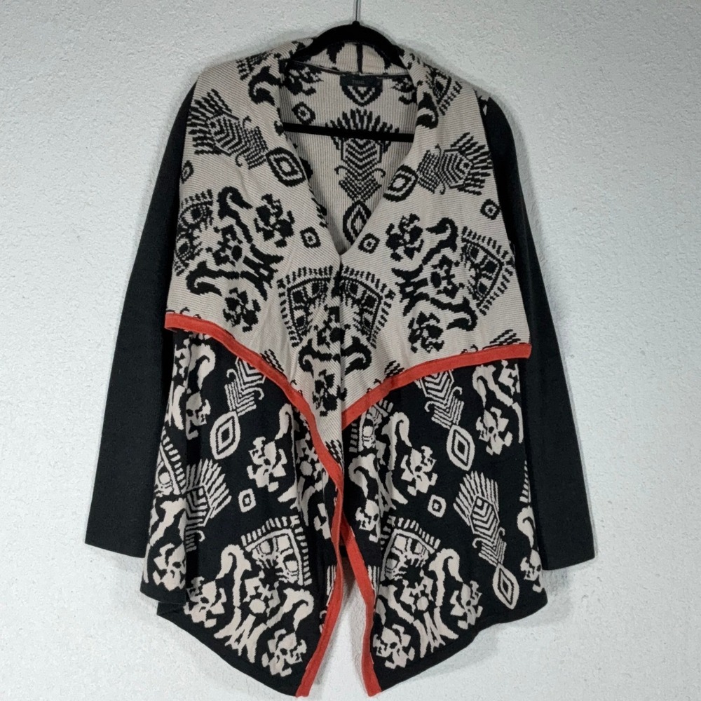 THML Black Cream Geometric print Cardigan - S - Tribal Print  Open Front